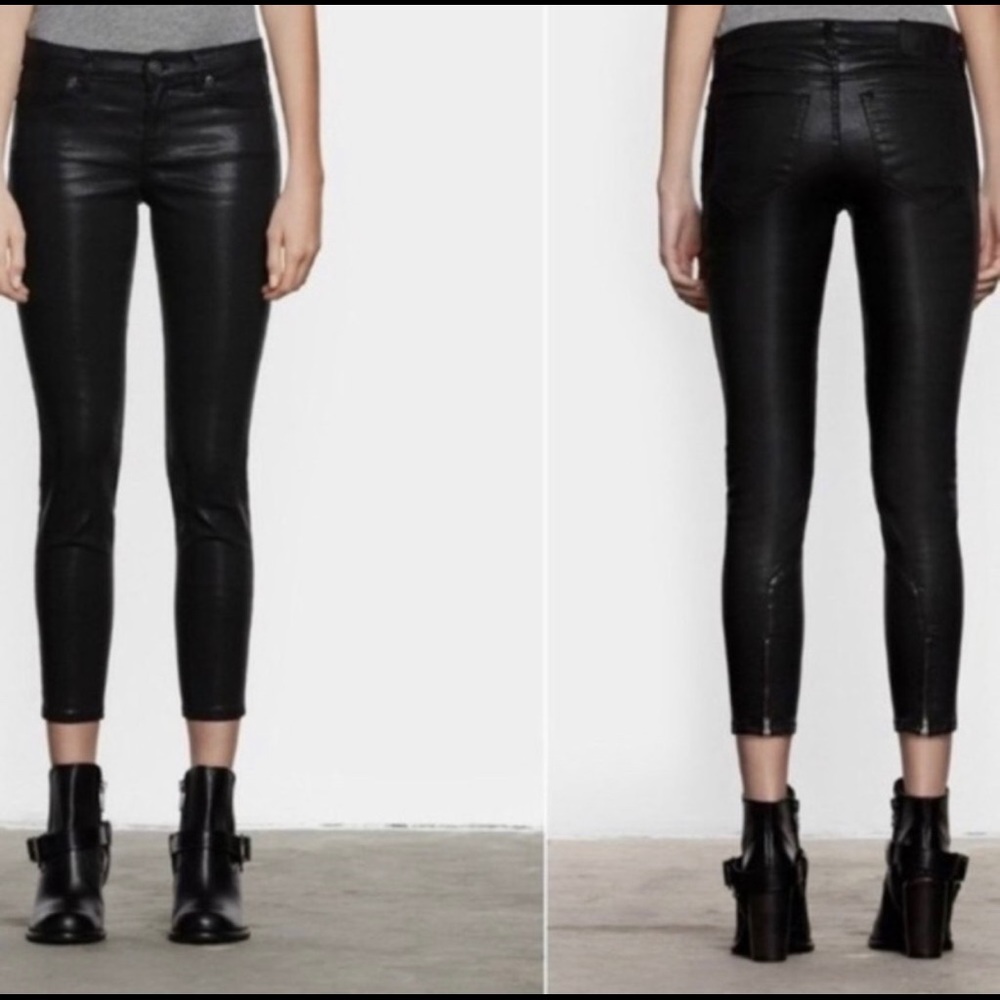 All Saints Brodie Petrol Wax-Coated Skinny…